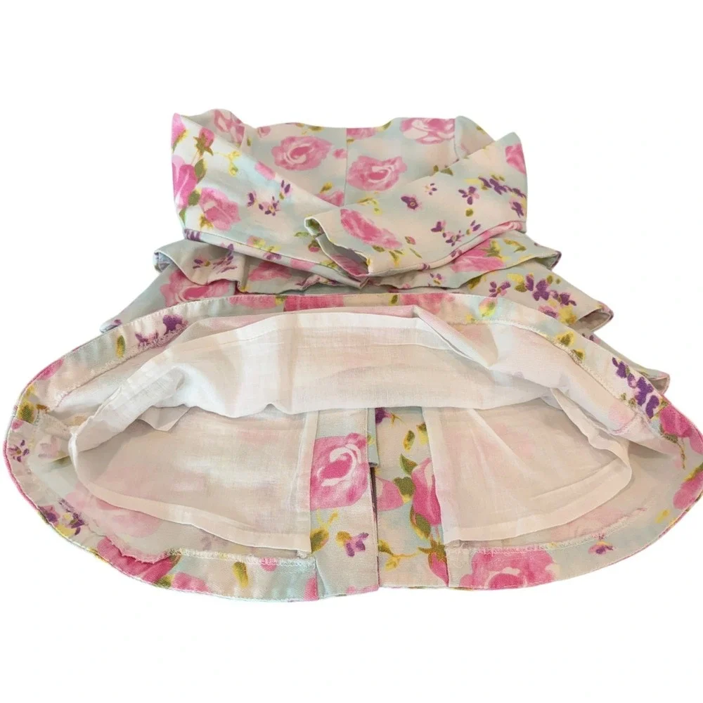 Richie House Girls Floral Tiered Jacket Pink Roses Cotton Size 3/4 Spring Easter